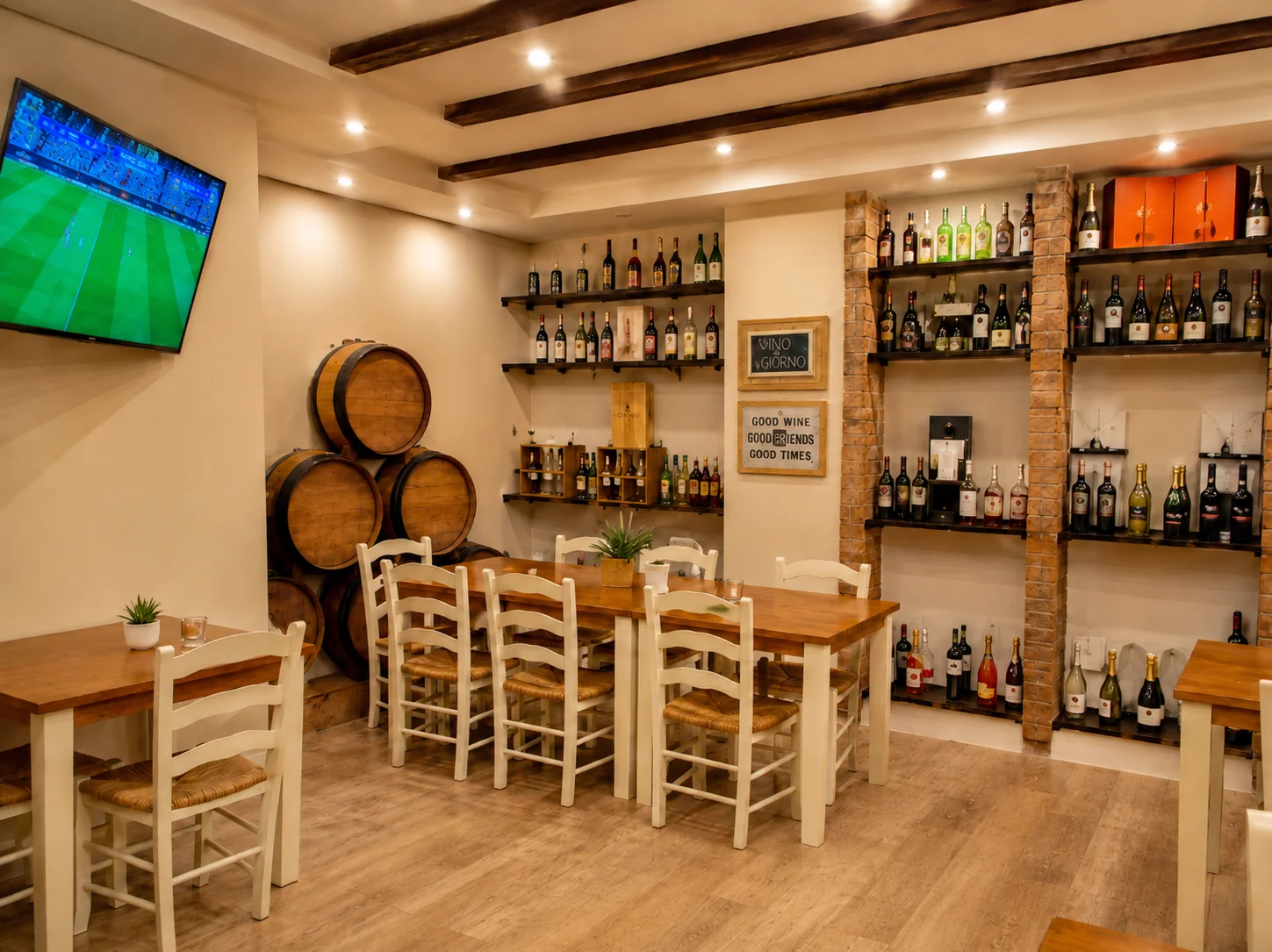 Barra de madera de la taberna